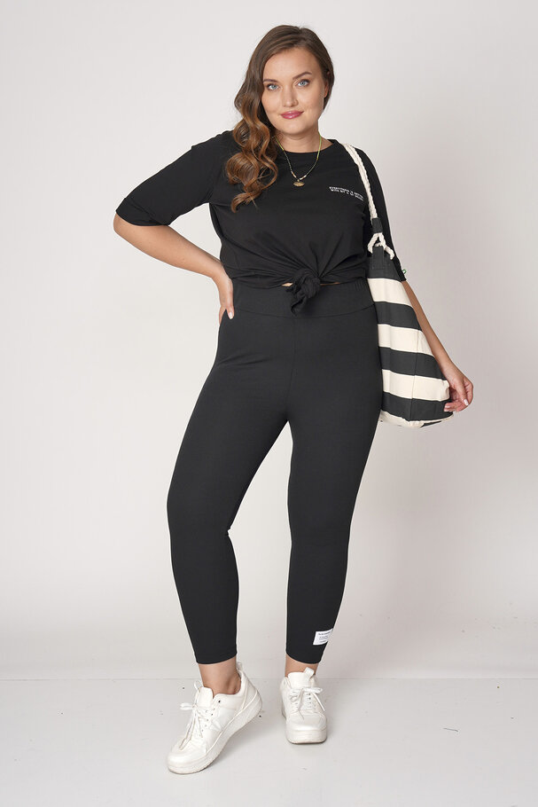 RIBBED LEGGINGS WITH LABEL