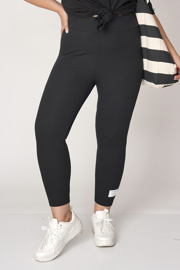 RIBBED LEGGINGS WITH LABEL
