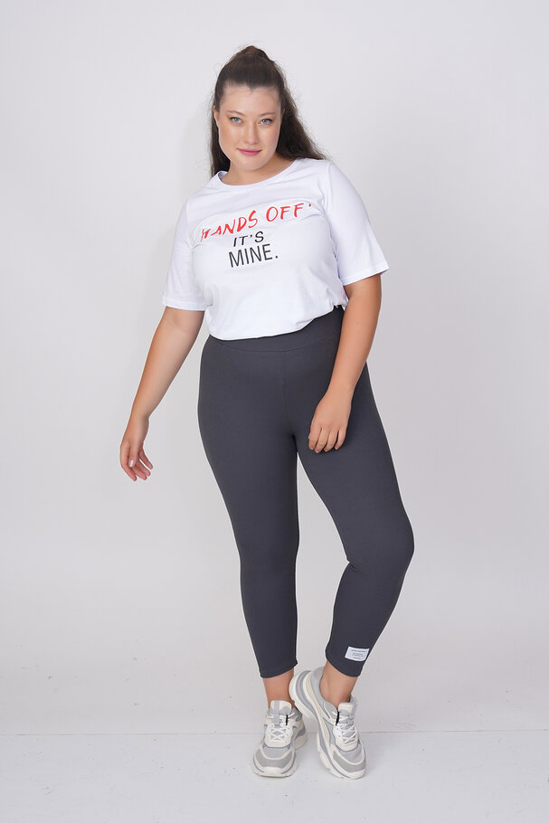 RIBBED LEGGINGS WITH LABEL