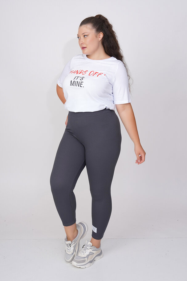 RIBBED LEGGINGS WITH LABEL