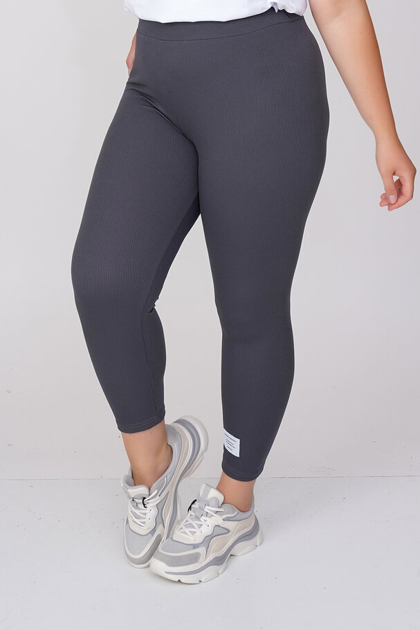 RIBBED LEGGINGS WITH LABEL