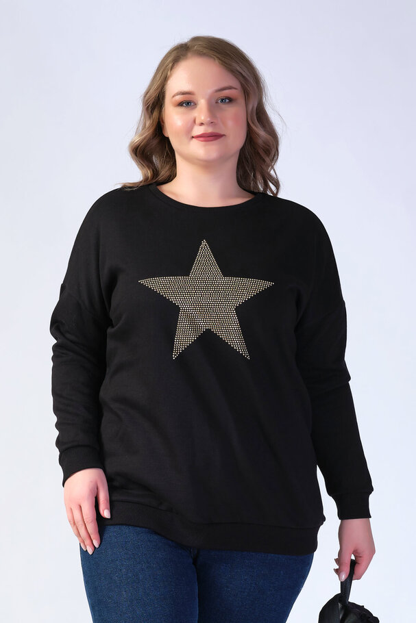 RIBBED SWEATSHIRT WITH STAR DETAIL