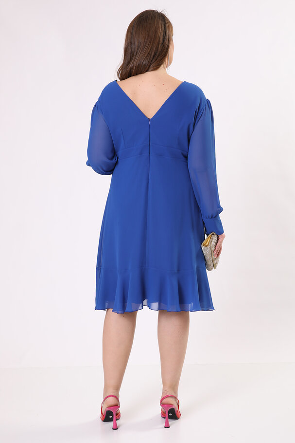 RUFFLED CHIFFON DRESS