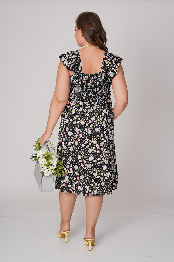 RUFFLED VISCOSE DRESS