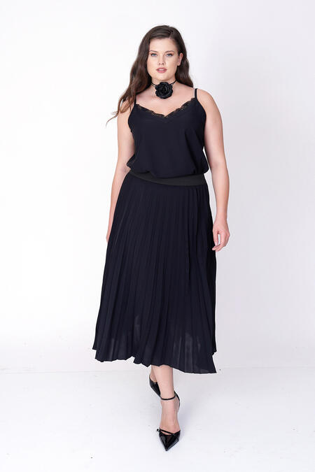 Büyük Moda - SATEN PLİSE ETEK (1)