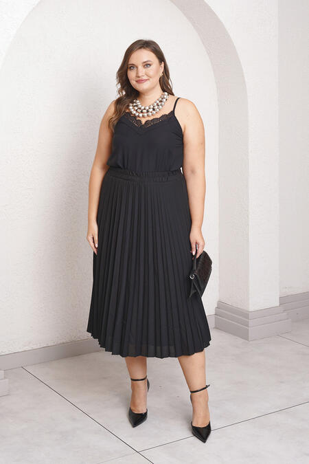 54636 - SATIN PLEATED SKIRT