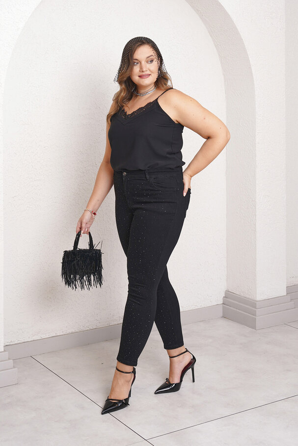 SCATTERED STONE PRINT SKINNY JEANS