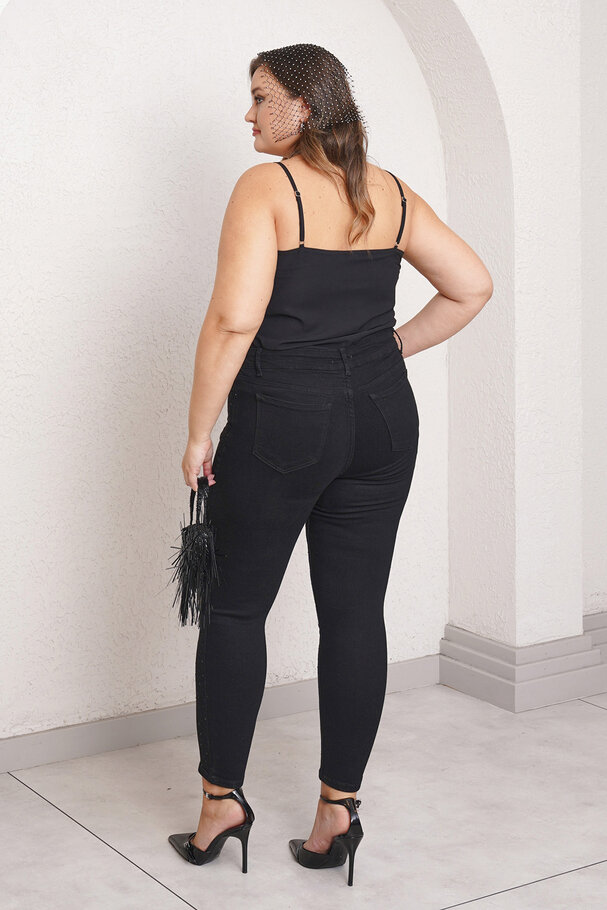 SCATTERED STONE PRINT SKINNY JEANS