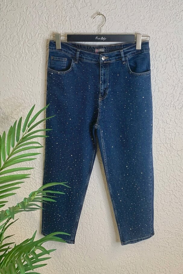 SERPME TAŞ BASKILI MOM JEAN