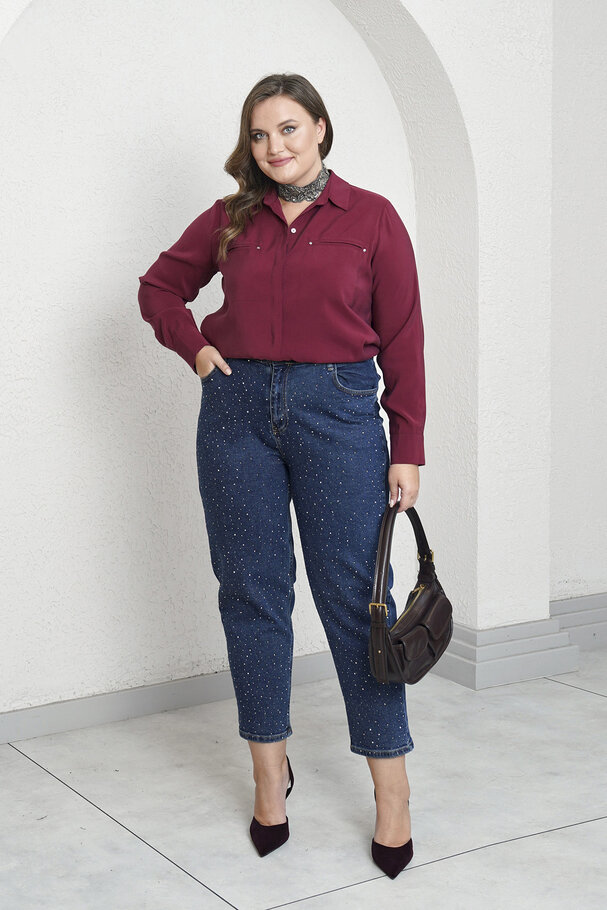 SERPME TAŞ BASKILI MOM JEAN