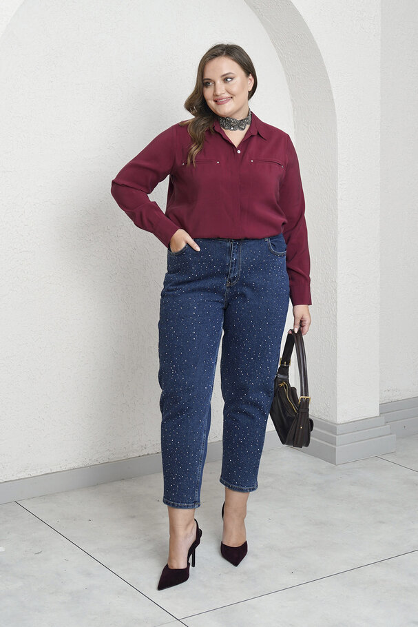 SERPME TAŞ BASKILI MOM JEAN