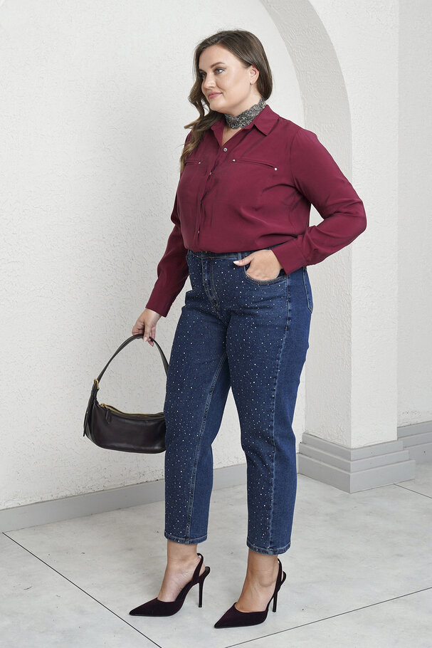 SERPME TAŞ BASKILI MOM JEAN