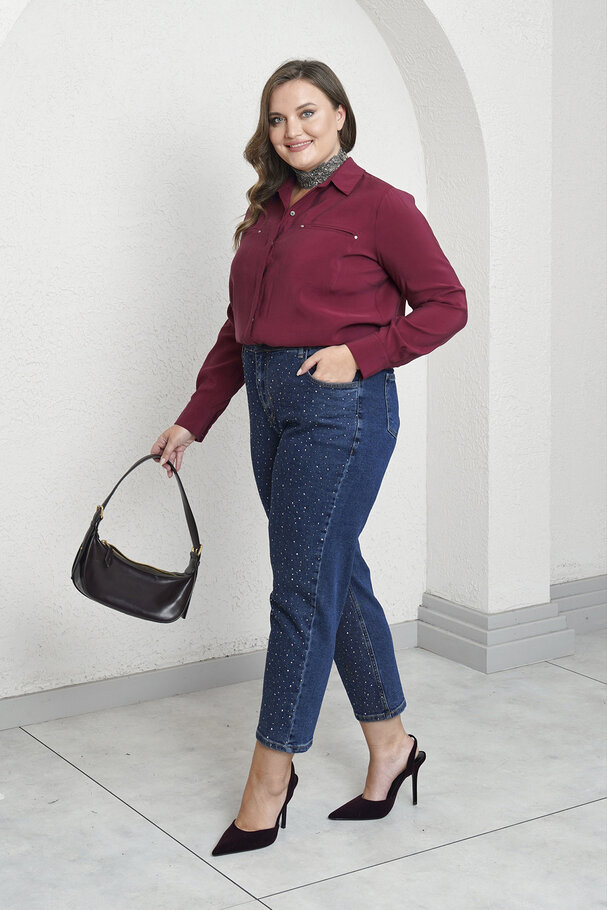 SERPME TAŞ BASKILI MOM JEAN