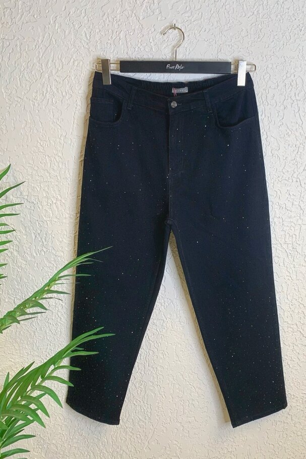 SERPME TAŞ BASKILI MOM JEAN