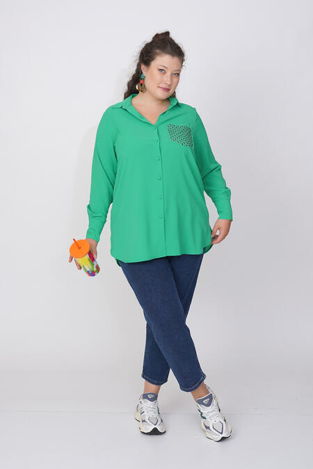 Büyük Moda - SHIRT WITH STUDDED DETAIL (1) Büyük Moda - SHIRT WITH STUDDED DETAIL (1)