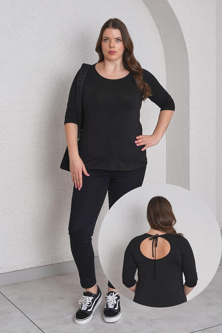 Büyük Moda - SIRTI PENCERE DETAYLI LİKRALI PAMUK TİŞÖRT Büyük Moda - SIRTI PENCERE DETAYLI LİKRALI PAMUK TİŞÖRT