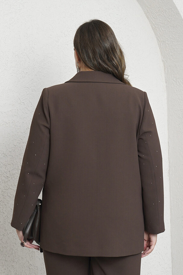 STONE-EMBELLISHED CREPE BLAZER JACKET