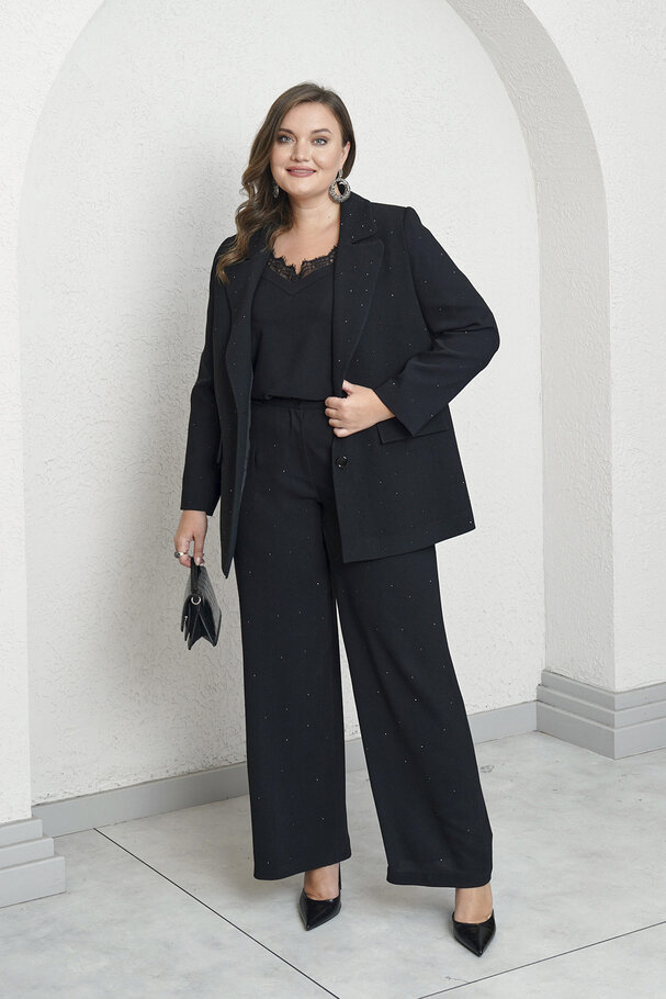 STONE-EMBELLISHED WIDE-LEG CREPE TROUSERS