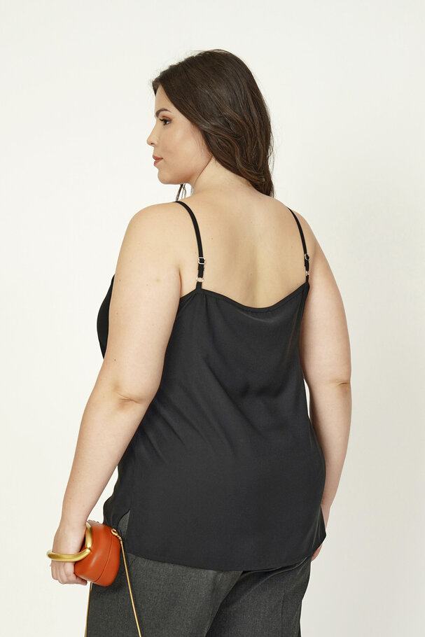 STRAPPY SATIN FINISH TOP WITH LACE DETAILS