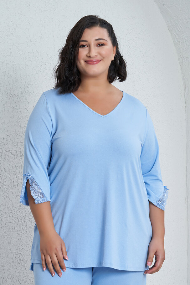 STRETCH PYJAMAS SET WITH LACE DETAIL