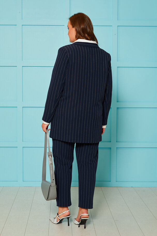 STRIPED BLAZER WITH LABEL DETAIL