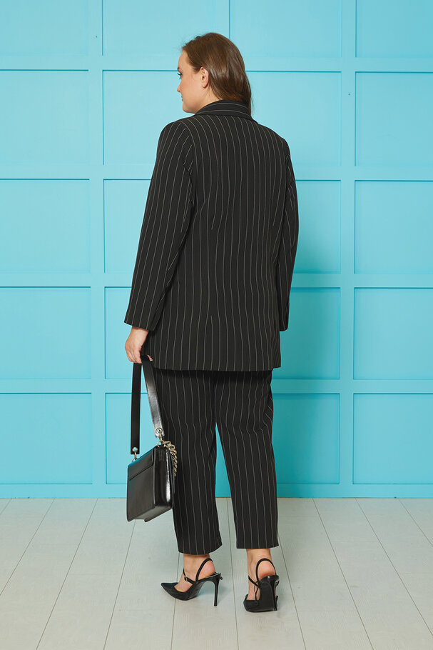 STRIPED BLAZER WITH LABEL DETAIL