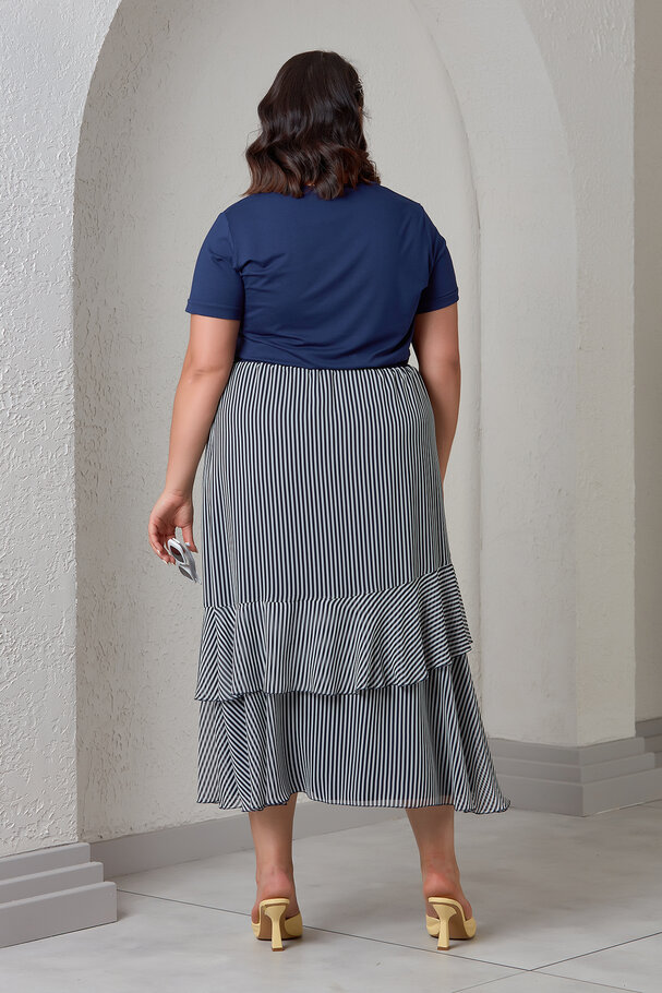 STRIPED CHIFFON MIDI SKIRT