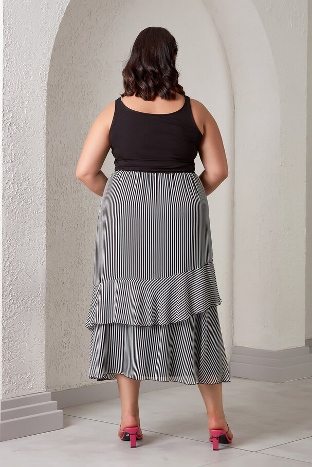 STRIPED CHIFFON MIDI SKIRT