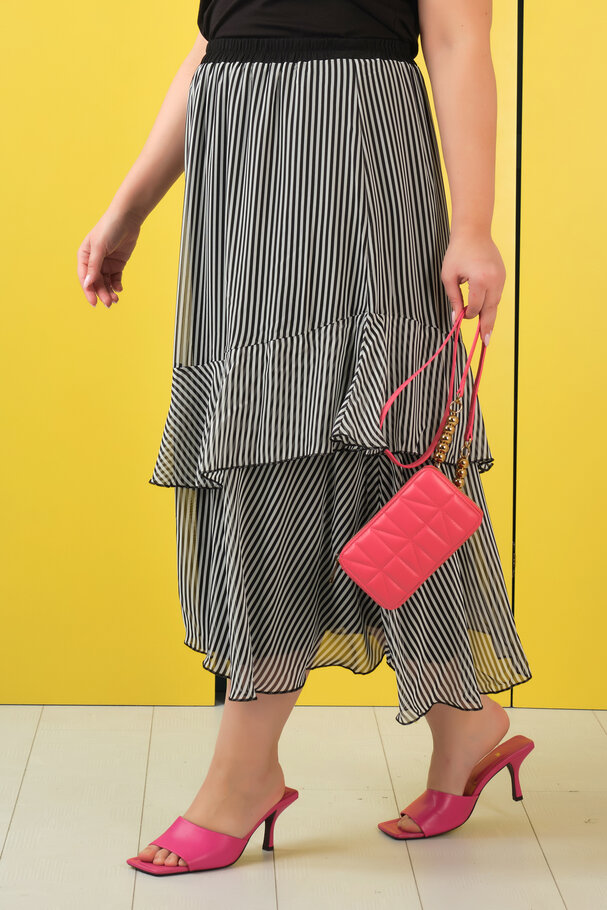 STRIPED CHIFFON MIDI SKIRT