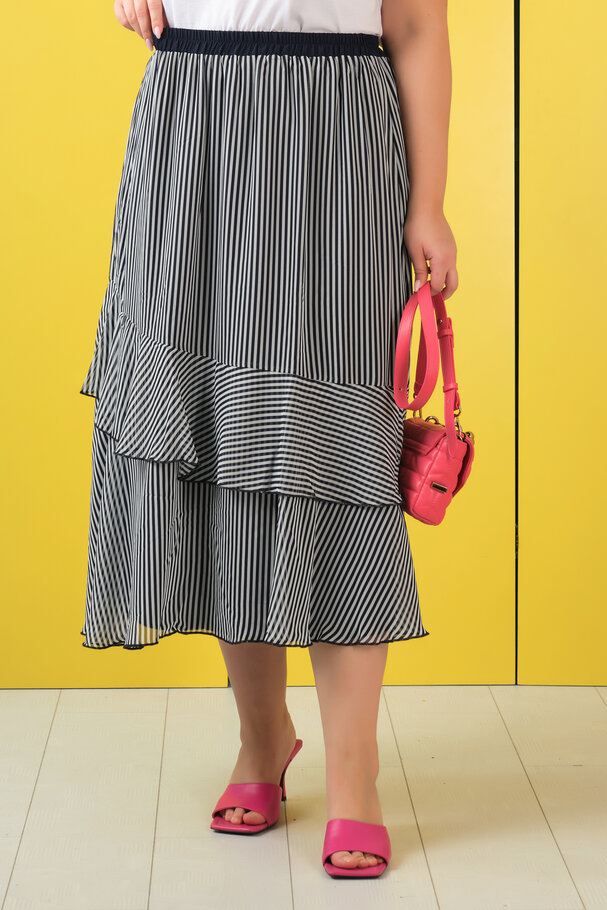 STRIPED CHIFFON MIDI SKIRT