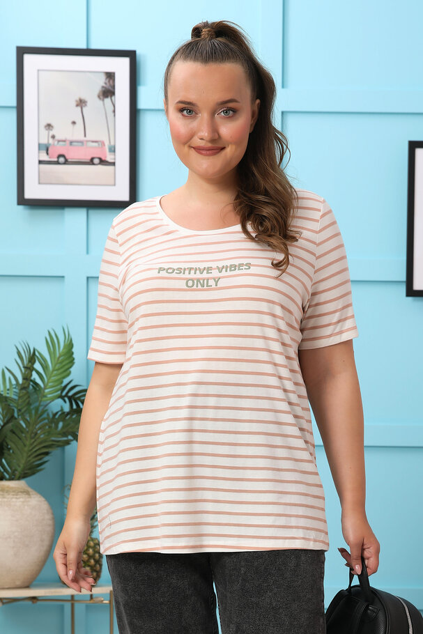 STRIPED SLOGAN T-SHIRT