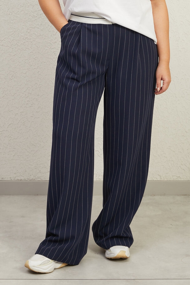  STRIPED TROUSERS WITH TURN-UP WAIST