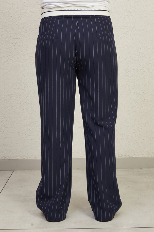  STRIPED TROUSERS WITH TURN-UP WAIST