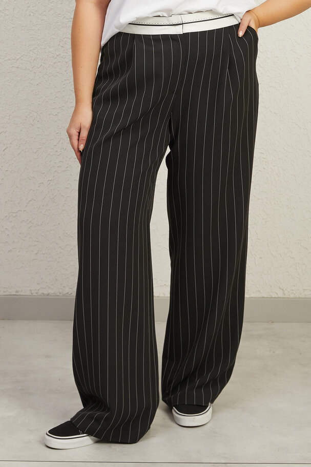  STRIPED TROUSERS WITH TURN-UP WAIST