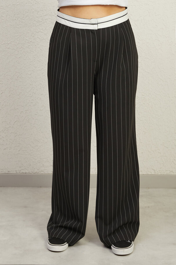  STRIPED TROUSERS WITH TURN-UP WAIST