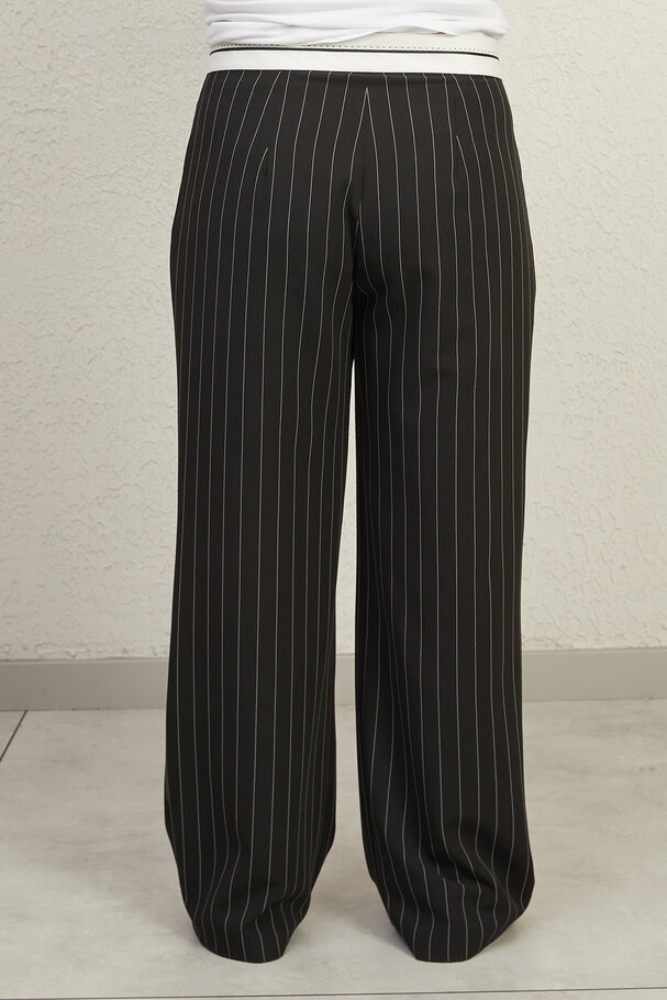  STRIPED TROUSERS WITH TURN-UP WAIST