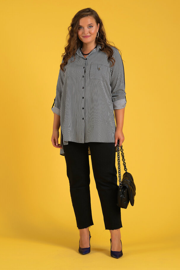 STRIPED SHIRT WITH CONTRAST TRIM DETAIL