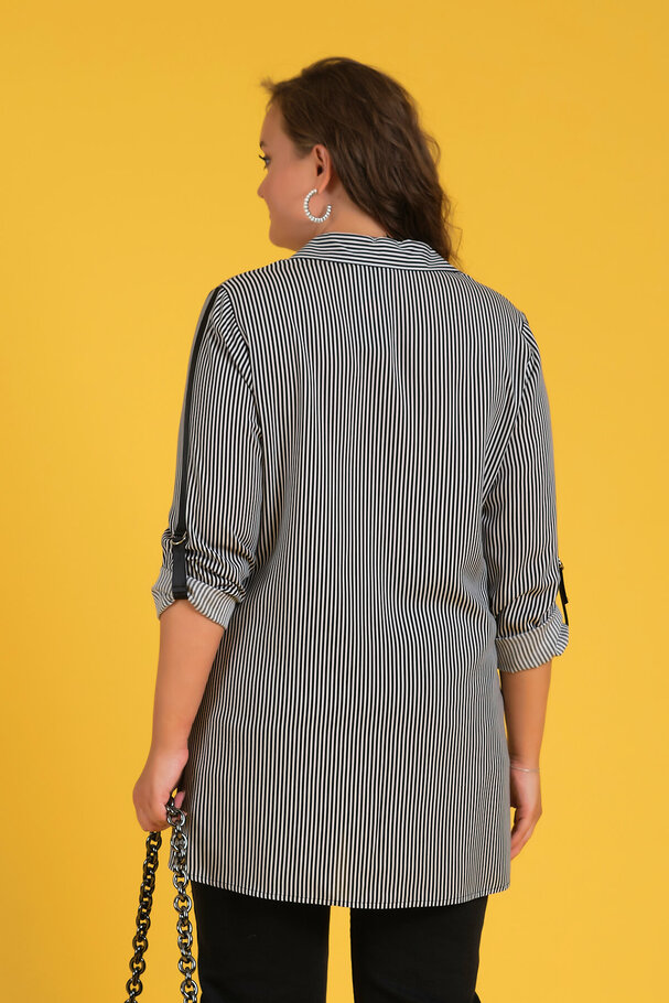 STRIPED SHIRT WITH CONTRAST TRIM DETAIL