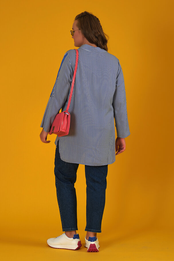 STRIPED SHIRT WITH CONTRAST TRIM DETAIL