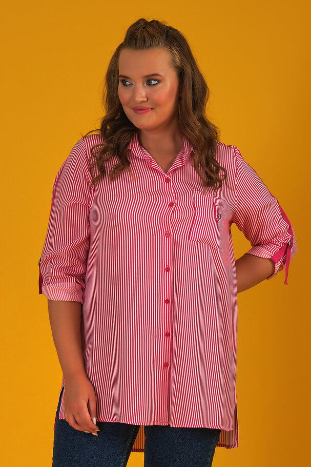 STRIPED SHIRT WITH CONTRAST TRIM DETAIL