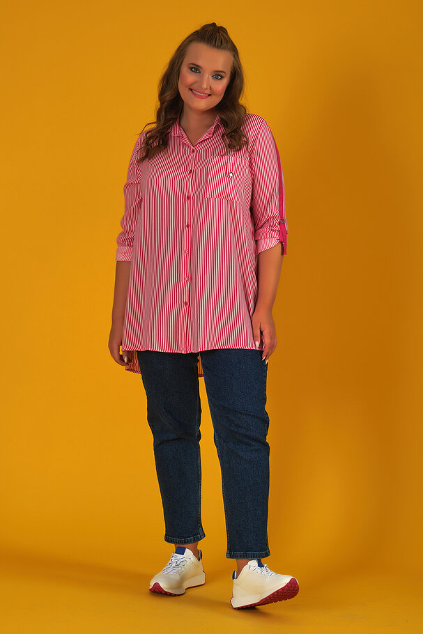 STRIPED SHIRT WITH CONTRAST TRIM DETAIL