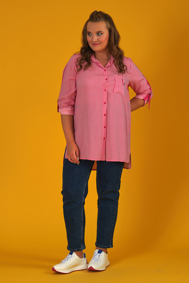 STRIPED SHIRT WITH CONTRAST TRIM DETAIL