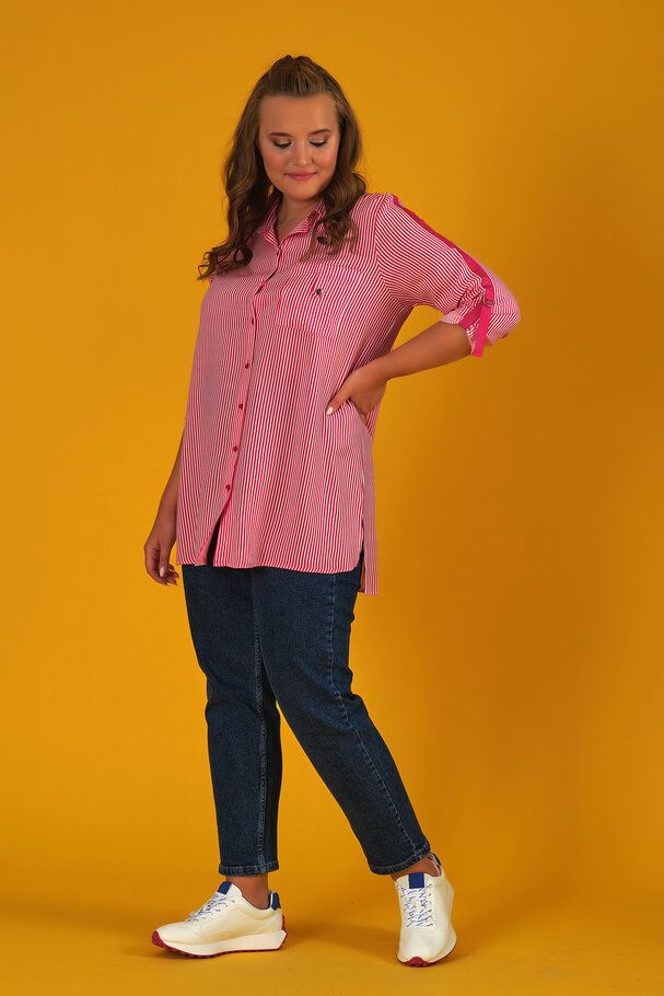 STRIPED SHIRT WITH CONTRAST TRIM DETAIL
