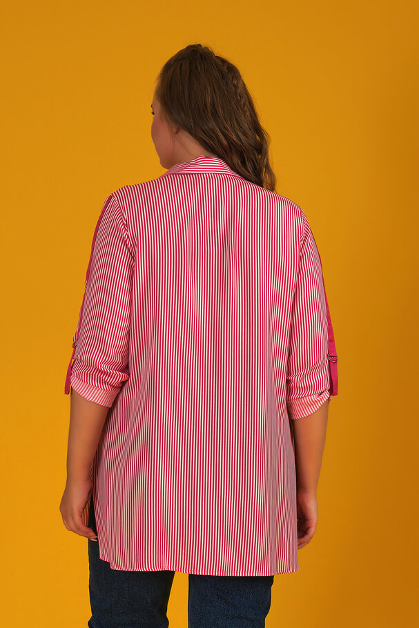 STRIPED SHIRT WITH CONTRAST TRIM DETAIL