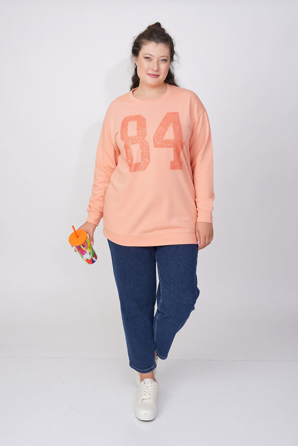 SWEATSHIRT WITH RHINESTONE SLOGAN