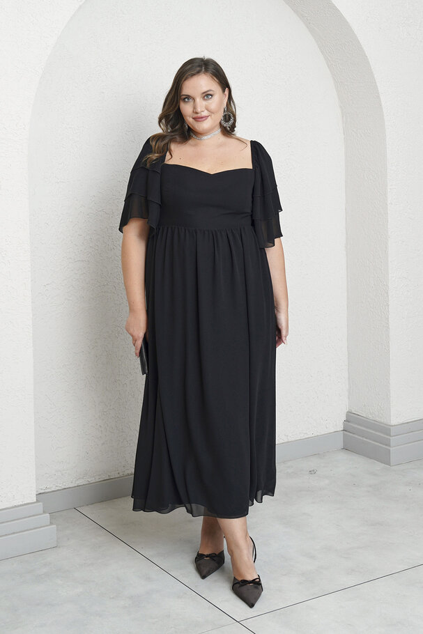 SWEETHEART NECK CHIFFON DRESS
