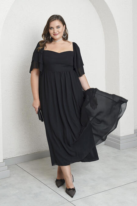 Büyük Moda - SWEETHEART NECK CHIFFON DRESS (1)