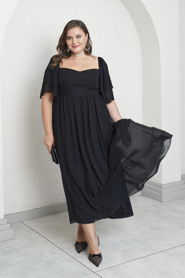 SWEETHEART NECK CHIFFON DRESS