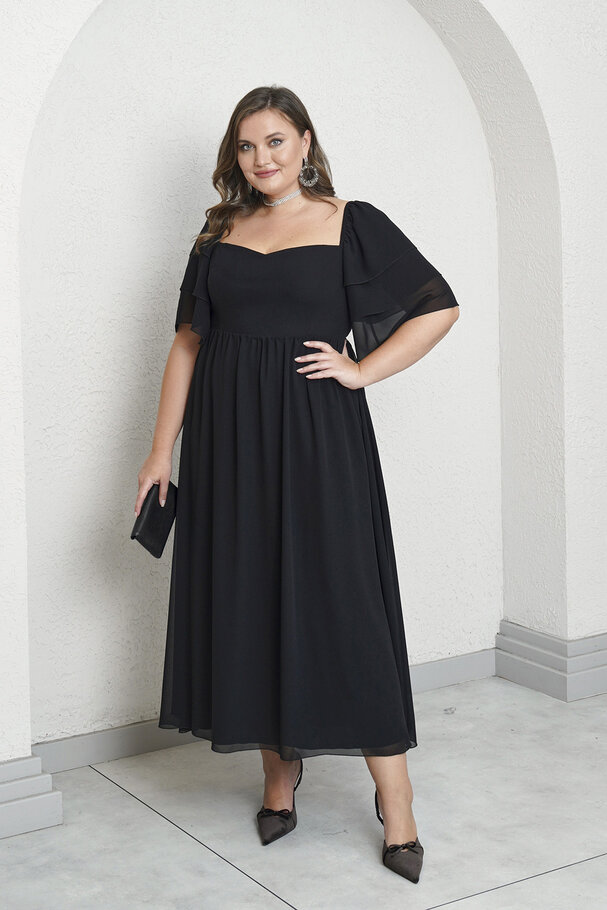 SWEETHEART NECK CHIFFON DRESS
