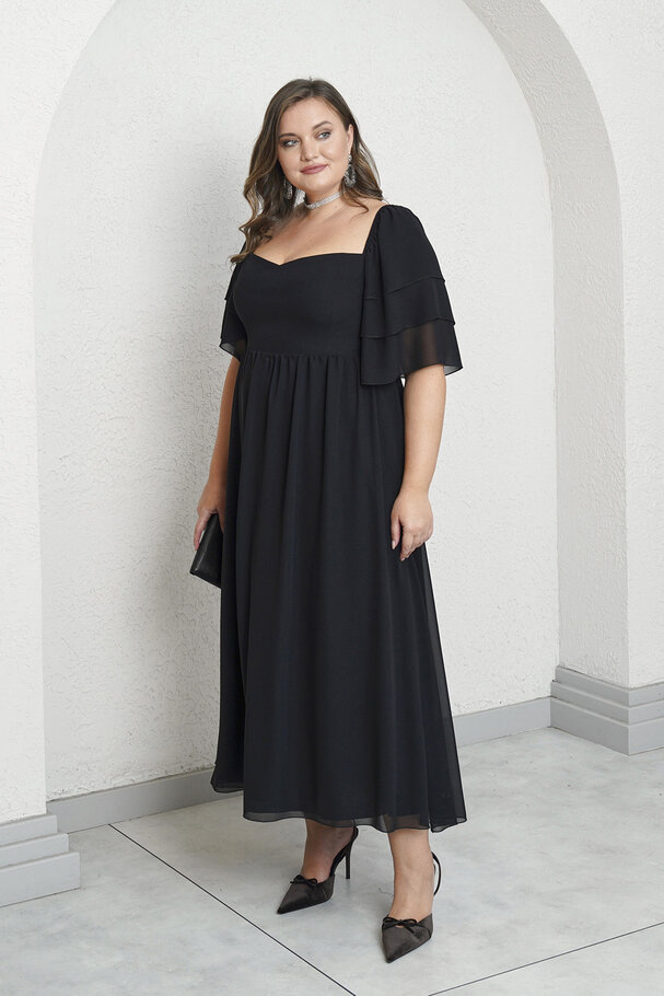 SWEETHEART NECK CHIFFON DRESS